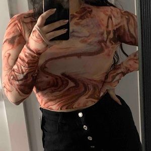 Tie Dye Crew Neck Marble Print Tees